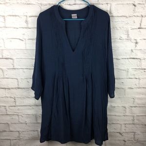 Merona women tunic top large v neck navy B20